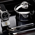 Royal Black Caviar Watch with Exclusive Silver caviar case and 24kt gold Plated Spoons