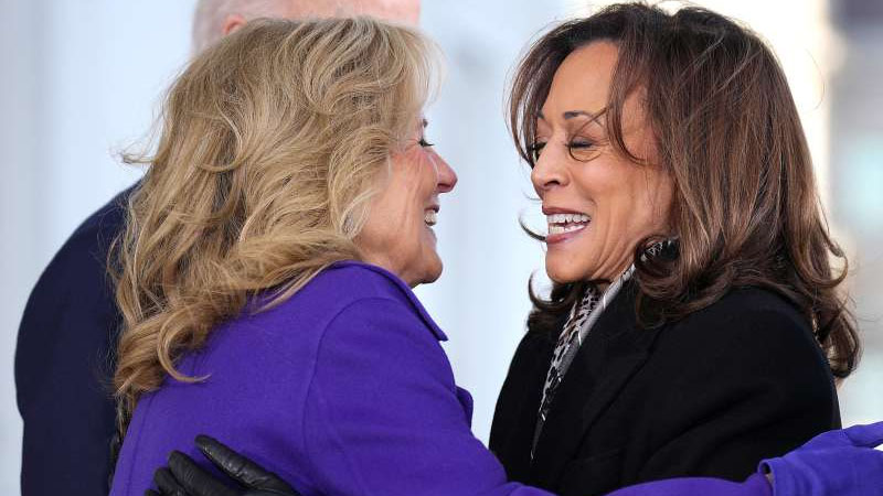 Jill Biden and Kamala Harris